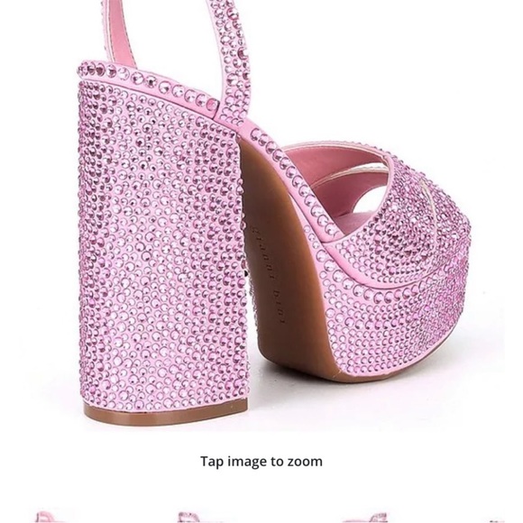 GORGEOUS Gianni Bini rhinestone pink platform heels - Picture 3 of 13